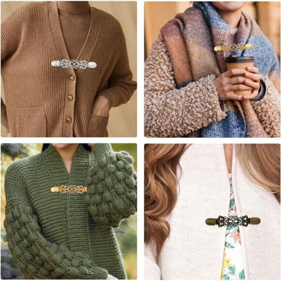 Vintage Sweater Clips Set – Elegant Cardigan, Collar, and Shawl Clasps (3-Pack) - Picture 7 of 8